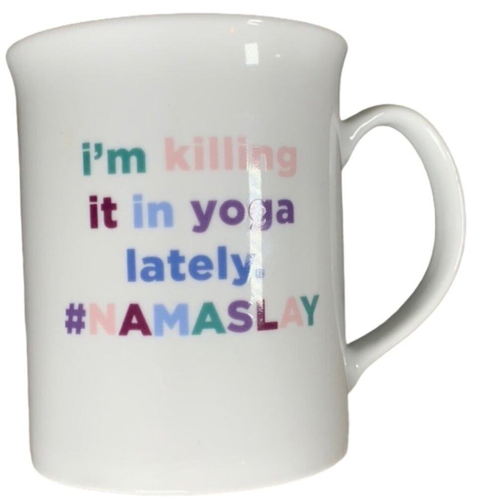 #NAMASLAY killing it in yoga lately white ceramic coffee mug